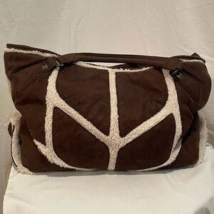 Nila Anthony Brown and Cream Shearling Shoulder Bag